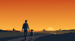 © Manok Mas - Fathers and Daughters Walking into the Sunset A Vector Illustration of Family Bonds and Hope