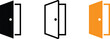 © Mi RAZU - Open door icon set vector illustration in black silhouette, outline and color style