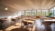 © Carlene - spacious classroom with wooden desks natural light and an inviting atmosphere for learning and collaboration