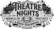 © MdSabu - Vintage theatre nights emblem with dramatic masks and classic architectural elements