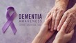 © Tati - Purple ribbon and caregiver holding elderly hands promoting dementia awareness and compassionate senior care