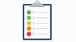 © Abdur - Clean flat vector illustration of a customer satisfaction survey clipboard with emoji ratings on a light background, ideal for feedback, review, or service quality designs.