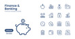© Abdul Malek 3 - Retirement Money Line Icon Set Featuring Pension Fund, Profit Growth, Piggy Bank And Investment Symbols In Blue Duotone Style.