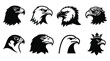 © Creative Masuma - Black and white eagle head icons in various styles Vector
