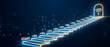 © Loki_Creo - Glowing staircase rising from start label toward door showing two hundred ten percent growth