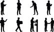 © Mst Amina - Professional People Silhouette Collection with Business Workers Delivery Technician and Handshake Vector Set