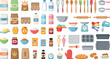© ALOMGIR - Ultimate home baking ingredients and kitchen cooking utensils flat vector icon set for recipe culinary website menu design