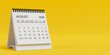 © doomu - White Desk Monthly August 2026 Business Calendar. 3d Rendering