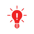 © adrian - red light bulb like inefficient energy icon. flat simple trend modern non efficient logotype design element isolated on white background. concept of think outside the box or did you know badge
