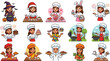 © MDNazmul - Female chef cartoon character mascot collection cooking traditional foods for international holiday celebrations flat vector illustration