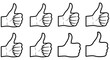 © MDRASEL - Collection of hand gestures with thumbs up in black line art style