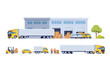 © Asma Artwork  - Logistic warehouse building with cargo trucks and delivery vans loading goods for shipping and distribution in a modern industrial supply chain center Vector