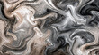© Julia - Intricate liquid epoxy pour pattern with high-contrast swirling currents of charcoal black, smoky quartz, and shimmering bronze copper dust