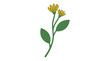 © Feryu - Eine minimalistische Vektorillustration einer einzelnen gelben Blume mit grünen Blättern auf einem klaren weißen Hintergrund, ideal für Webdesign und digitale Projekte.