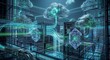 © Hilmi - Futuristic Data Center Infrastructure with Cloud Computing and Cybersecurity Concept