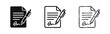 © drawing lines - Document signature icon set, flat black, outline and sketch style