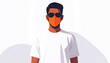 © siti - Young man wearing sunglasses smiling.