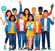 © Arsa - Diverse Multicultural Youth Group Celebrating Global Unity Art-108 Illustration