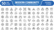 © Bappi - Modern community line icons set featuring society teamwork charity diversity family global values and connection vector