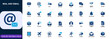 © Senoara Studio - Mail and email icon set. Envelope, inbox, message, contact, delivery, postal service, notification, shipping workflow. Editable icons collection. Vector.