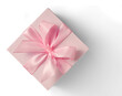 © Soho A studio - Pink gift box with pale ribbon bow on white or transparent background