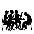 © mmmm - Silhouette group of people having tea and excluding a sad person with tea time