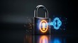 © Add Win - Advanced digital security solution with a futuristic polygonal key unlocking a robust padlock, ensuring data protection and privacy.