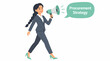 © Aslim - Businesswoman announcing procurement strategy with megaphone.