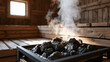 © lnsu - Cozy Spa Sauna Room with Hot Rocks and Natural Wood Benches
