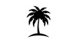 © Harry - Black silhouette of a tropical palm tree featuring detailed fronds and a curved base isolated perfectly on white background