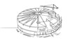 © Dodo - Modern Circular Building Construction Sketch with Crane