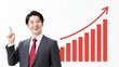 © AI-HAL8 - Smiling businessman with an upward arrow and chart