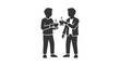 © Herli_Rustam - Two men standing and holding cups of coffee in a casual conversation.