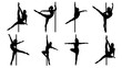 © Shampa - Silhouette of pole dancer performing various moves against neutral background