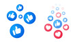 © Mr. Sany - Social media reaction icons with thumbs up and heart symbols isolated on transparent background