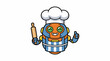 © Erlangga - A cheerful robot wearing a chef's hat and apron holds a rolling pin