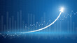 © JOJO.FN&CO.COM - Stock market rise up arrow growth glowing line chart exchange economic money graph profit finance success volume value increase