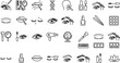 © Monisa - Beauty and makeup line icon vector set featuring cosmetics salon equipment eyes eyelashes eyebrows and face care elements on white background