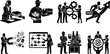 © Mim - Business Workflow and Productivity Silhouette Icons Set with Customer Service Logistics Teamwork and Manufacturing
