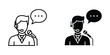 © EliachStock - Customer support representative set featuring headset and speech bubble in minimalist black and white