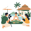 © Raka - Professional film crew recording a yoga instructor for an online fitness class.