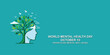 © SYEDMASUD - World Mental Health Day with tree growing from head and birds flying.
