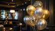 © donlawat - Commercial Stock of Balloons with Modern Living Room with Dark Furnitu