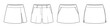 © Nurbaiti - flat sketch set of womens tailored skort and mini skirt shorts vector illustration. CAD mockup.