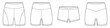 © Nurbaiti - flat sketch set of womens compressive yoga and biker shorts vector illustration. CAD mockup.