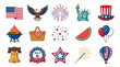 © ChadnhiAkter - 4th July Independence Day United States Patriotic icons, American symbols, 4th of July elements, USA vector graphics isolated on White Background eps