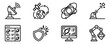 © SIMUL - Set of simple black line icons for space technology research science and futuristic digital industrial automation tools Vector