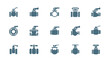 © UMI - Industrial valve icons in various positions.