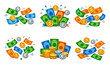 © Hanna - Illustrating cash, banknotes and coins in cartoon vector sets for dollar and euro, representing finance and economic concepts