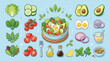 © Terra - A vibrant and fresh assortment of salad ingredients and a prepared salad bowl, showcasing healthy eating and culinary preparation.